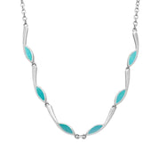 Sterling Silver Turquoise Toscana Marquise Link Necklace. N614.