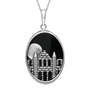 Sterling Silver Whitby Jet Abbey Moon Oval Necklace P3436