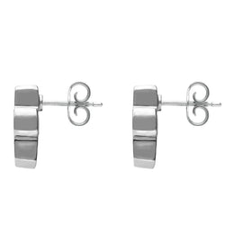 Sterling Silver Whitby Jet Cross Shaped Stud Earrings. E1947. 