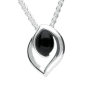 Sterling Silver Whitby Jet Flame Shaped Two Piece Set. S022