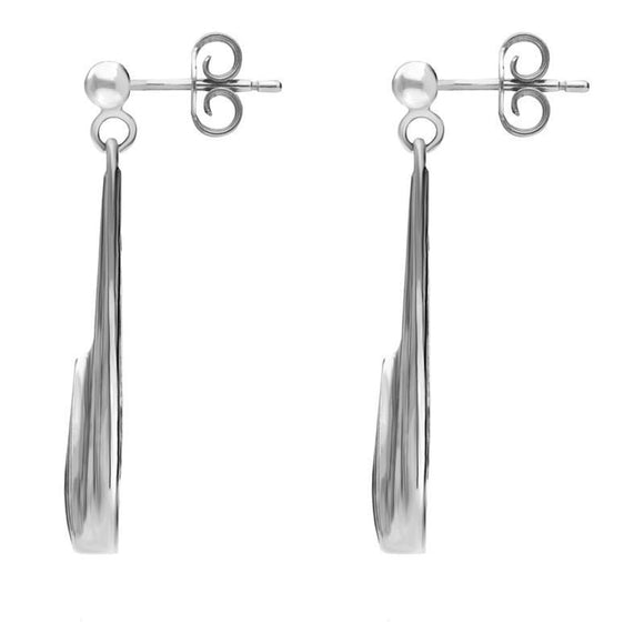 Sterling Silver Whitby Jet Fleur Triangle Drop Earrings E064