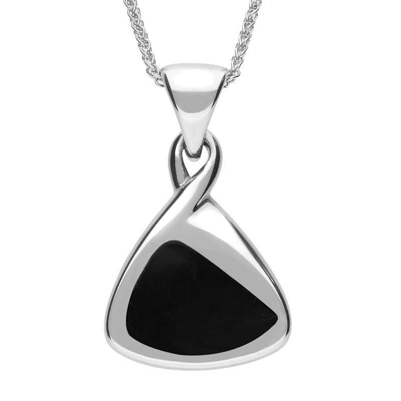 Sterling Silver Whitby Jet Freeform Triangle Necklace, P544.