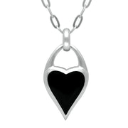 Sterling Silver Whitby Jet Heart Necklace P2713