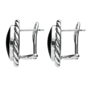 Sterling Silver Whitby Jet Large Rope Edge Round Stud Earrings E115