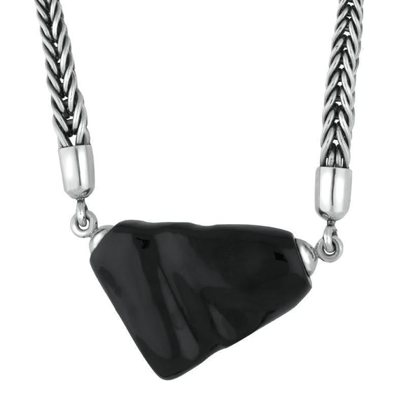 Sterling Silver Whitby Jet Large Unique Foxtail Necklace. N665