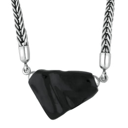 Sterling Silver Whitby Jet Large Unique Foxtail Necklace. N665