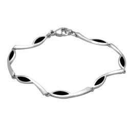 Sterling Silver Whitby Jet Marquise Toscana Four Piece Set. S003