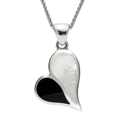 Sterling Silver Whitby Jet Mother of Pearl Split Heart Necklace P575