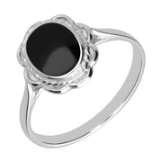Sterling Silver Whitby Jet Rope Frill Ring R010