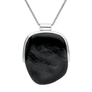 Sterling Silver Whitby Jet Rough Oval Necklace, PUNQ0006378