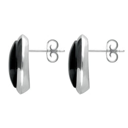 Sterling Silver Whitby Jet Simple Round Stud Earrings. E1824.