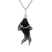 Sterling Silver Whitby Jet Small Fish Necklace 00044369
