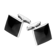 Sterling Silver Whitby Jet Square Shaped Cufflinks, CL417.