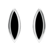 Sterling Silver Whitby Jet Toscana Long Marquise Stud Earrings E1124