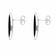 Sterling Silver Whitby Jet Toscana Marquise Stud Earrings. E1124.