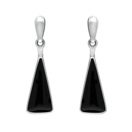 Sterling Silver Whitby Jet Triangle Drop Earrings E145