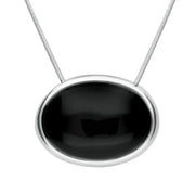 Sterling Silver Whitby Jet Unique Chunky Oval Necklace PUNQ0003473