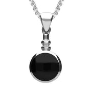 Sterling Silver Whitby Jet Round Bottletop Two Piece Set S051
