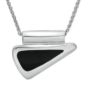 00045942 C W Sellors Sterling Silver Whitby Jet Freeform Triangular Necklace. P545