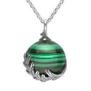 00114814 C W Sellors Sterling Silver Malachite Acanthus Leaf Round Necklace. P2027