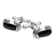 00025567 C W Sellors Sterling Silver Whitby Jet Dodgem Cufflinks, CL123.