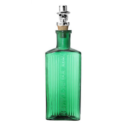 00141479 C W Sellors Sterling Silver Whitby Jet Skull and Top Hat Glass Bottle, GUNQ0000566