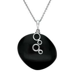 C W Sellors Sterling Silver Whitby Jet Unique Abstract Round Bubble Necklace PUNQ003859