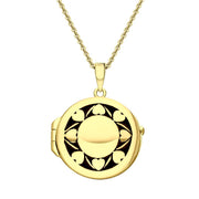 Yellow Gold Vermeil Heart Edge Round Keepsake Locket P3542