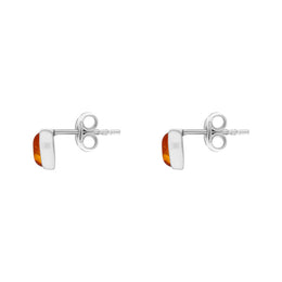 Sterling Silver Amber Oval Stud Earrings