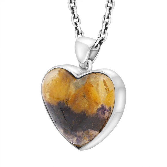 Sterling Silver Blue John Heart Necklace D