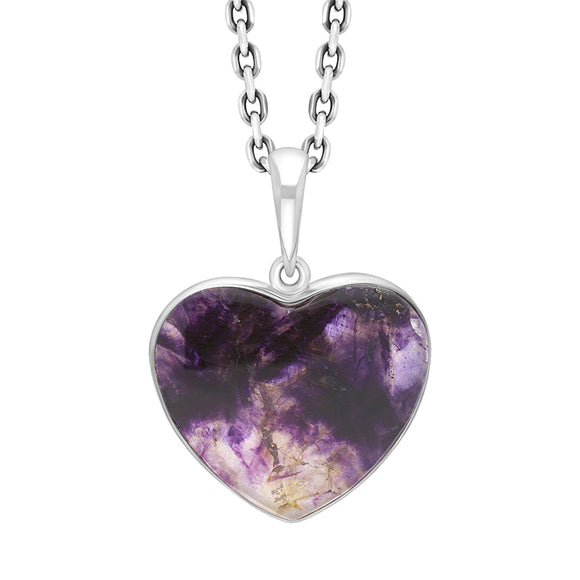 Sterling Silver Blue John Heart Pendant Necklace, PUNQ0008994