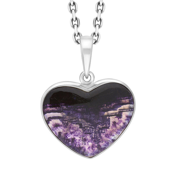 Sterling Silver Blue John Heart Pendant Necklace, PUNQ0008936