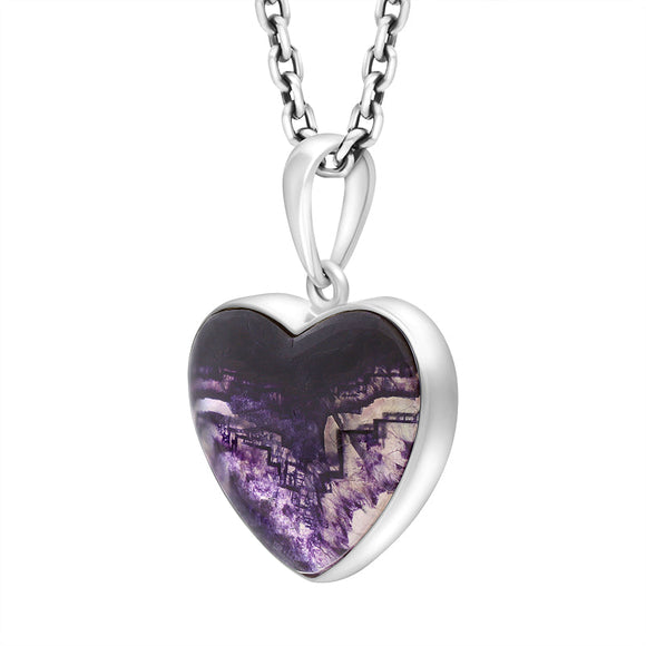 Sterling Silver Blue John Heart Pendant Necklace D