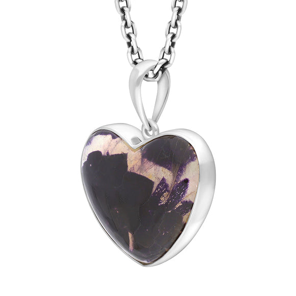 Sterling Silver Blue John Heart Pendant Necklace D