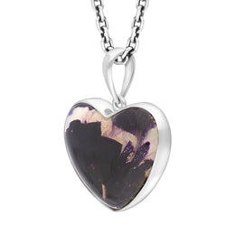 Sterling Silver Blue John Heart Pendant Necklace D