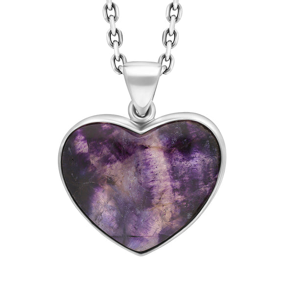 Sterling Silver Blue John Heart Pendant Necklace, PUNQ0008988