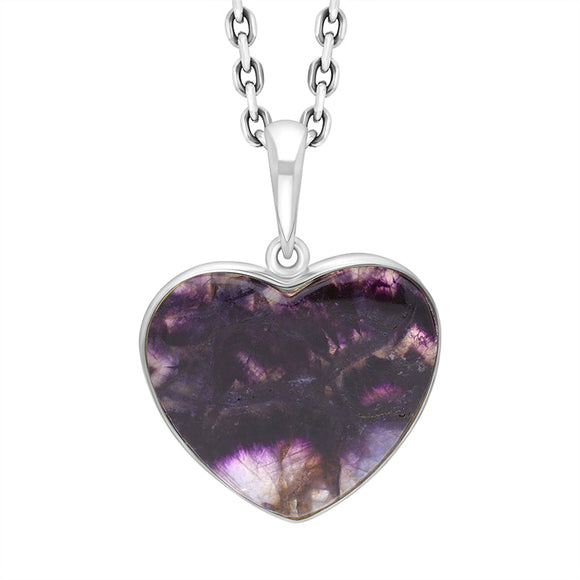 Sterling Silver Blue John Heart Pendant Necklace, PUNQ0008989