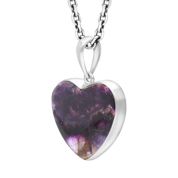 Sterling Silver Blue John Heart Pendant Necklace D