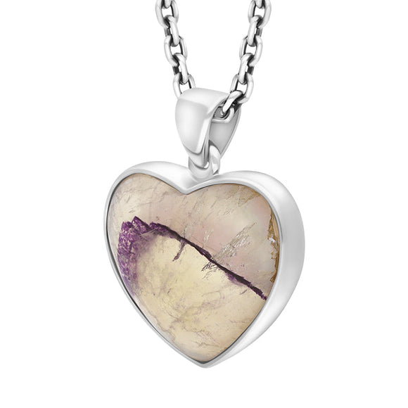 Sterling Silver Blue John Heart Pendant Necklace D