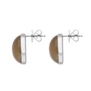 Sterling Silver Moonstone Large Oval Stud Earrings, E1144_2.