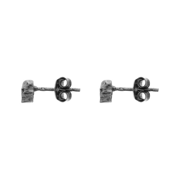 Sterling Silver Oxidised Skull Stud Earrings. E1606OX_2
