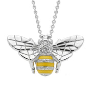 Sterling Silver Swarovski Crystal Enamel Bee Two Piece Set