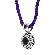Sterling Silver Whitby Jet Openwork Corded Necklace D