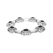 Sterling Silver Whitby Jet Oval Cage Bracelet D