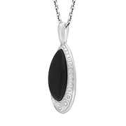 Sterling Silver Whitby Jet Oval Swirl Necklace