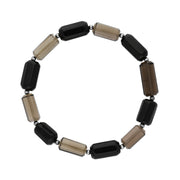 Sterling Silver Whitby Jet Smokey Quartz Bead Bracelet D BUNQ0000143.