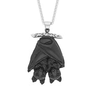 Sterling Silver Whitby Jet Hugging Bats Necklace PUNQ0009507