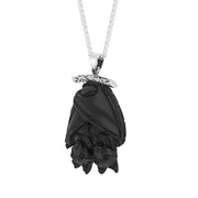 Sterling Silver Whitby Jet Hugging Bats Necklace